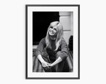 Brigitte Bardot, Fototryck, Retroväggkonst, Svartvita tryck, Väggkonst i museikvalitet