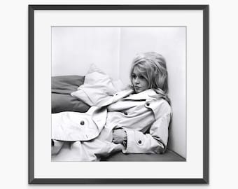 Brigitte Bardot-tryck, fotografitryck, retro väggkonst, Brigitte Bardot-affisch, svartvita tryck, väggkonst i museikvalitet