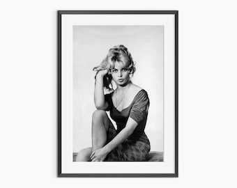 Brigitte Bardot Poster, Photography Prints, Retro Wall Art, Fashion Print, Black and White Prints, Museum Quality Wall Art