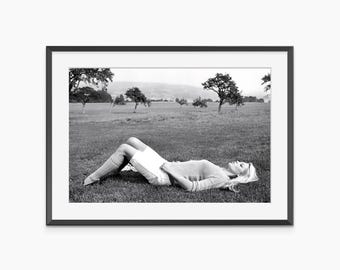 Brigitte Bardot, Fototryck, Retroväggkonst, Brigitte Bardot-affisch, Svartvita tryck, Väggkonst i museikvalitet