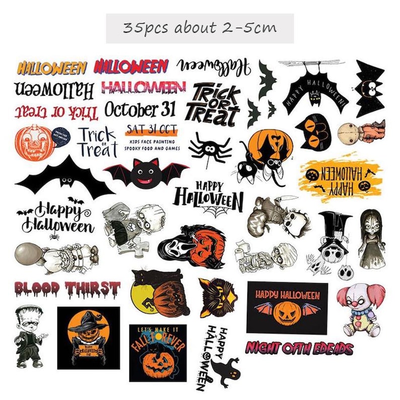 Halloween Sticker Pack: Spooky Gothic and Vintage Journal Decor Style B（35pcs 2-5cm）