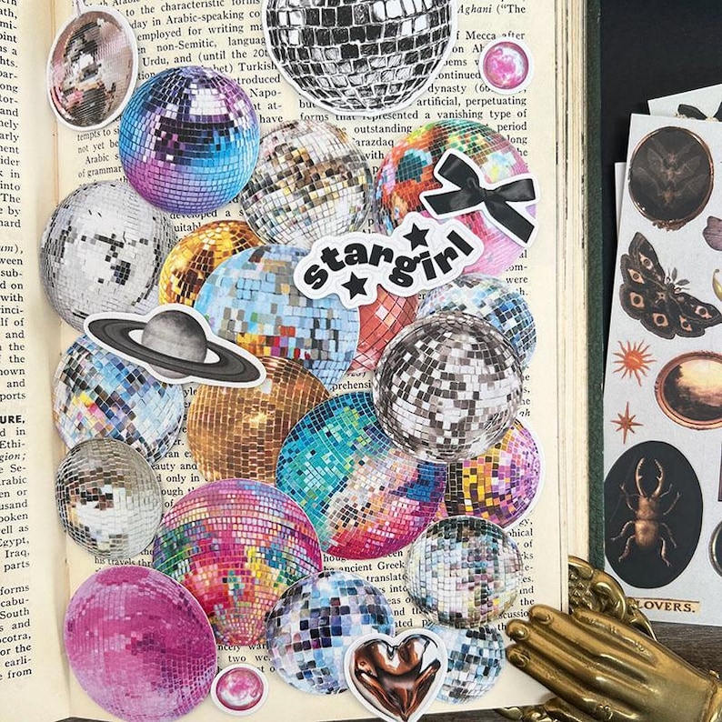 Disco Sticker Frame Retro Disco Ball Sticker Pack – Holographic Party Stickers for Journal ...