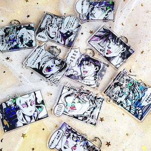 Llavero holográfico de personaje de JJBA, colgante acrílico para bolso con panel del manga de JoJo