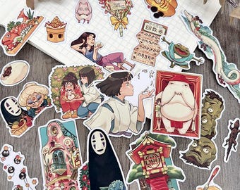 Studio-Style Fantasy Stickers – River Spirit and Bathhouse Girl for Journal and Scrapbook