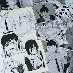 CSM Inspired Sticker Pack – Chainsaw Anime Boy & Red Horn Girl, Matte Die Cut