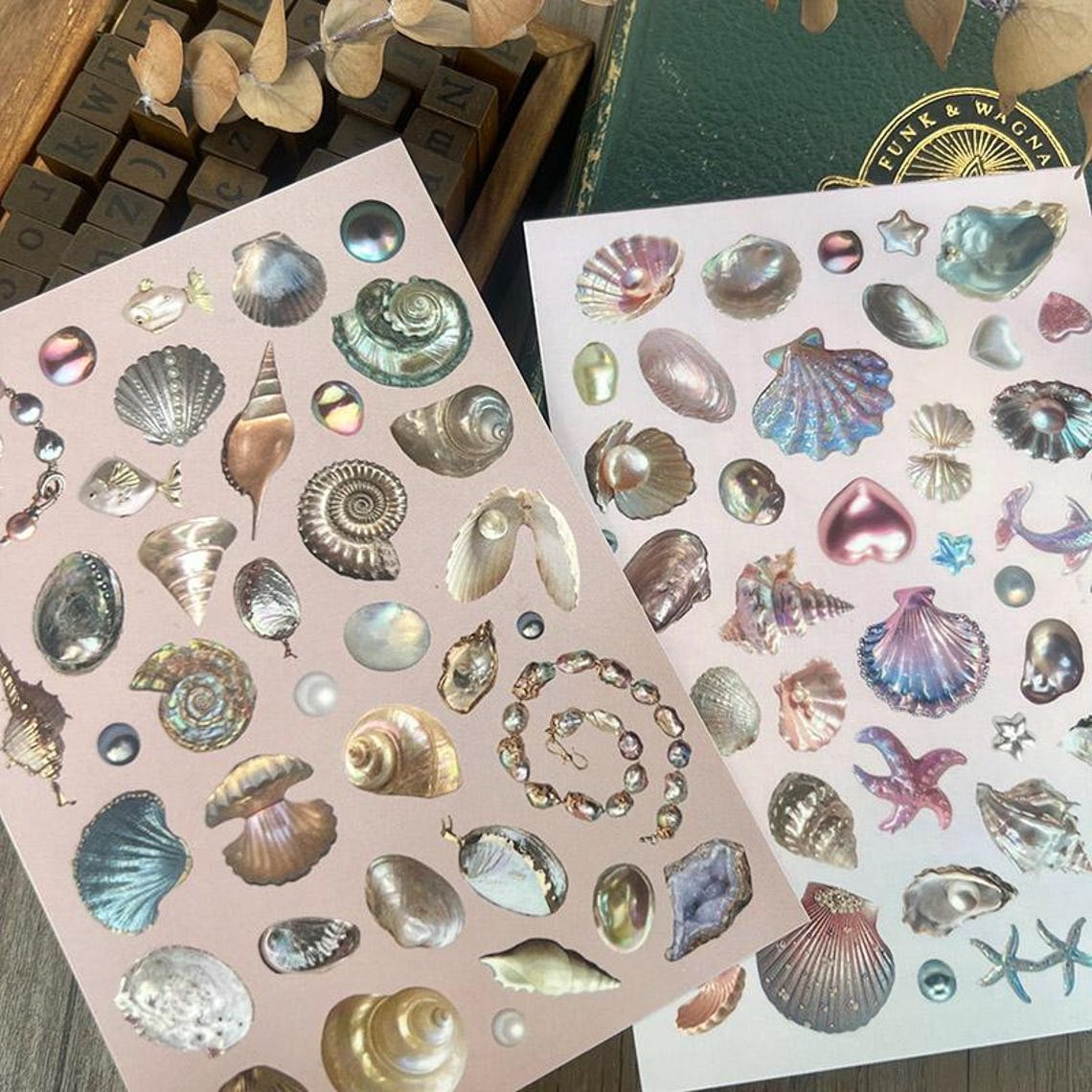 Dreamy Ocean Stickers – Iridescent Shells, Pearls & Starfish for ...