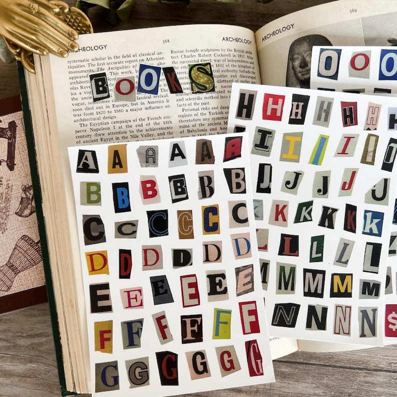 Ransom Note Alphabet Stickers, Magazine Cutout Ephemera, Vintage Junk ...