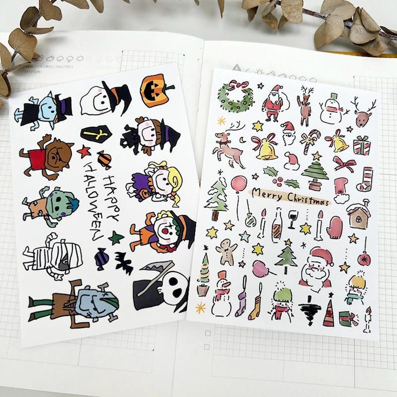 Halloween Sticker Pack: Spooky Gothic and Vintage Journal Decor Style C （2sheets）