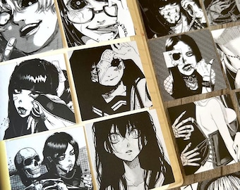 Horror Manga Stickers Pack, Dark Anime Gothic Decals