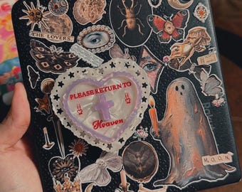 Vintage Halloween Stickers, Gothic Occult Decals, Spooky Ghost Bat Moon Art for Planners