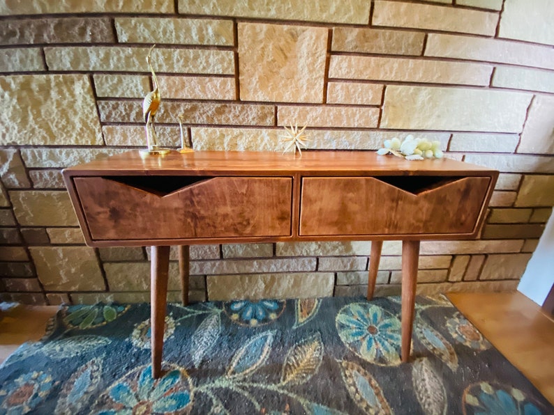 Mid Century Modern Console Table Entrytable With Drawers Etsy
