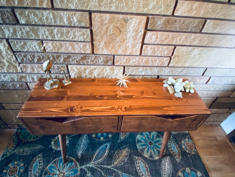 Mid Century Modern Console Table Entrytable With Drawers Etsy