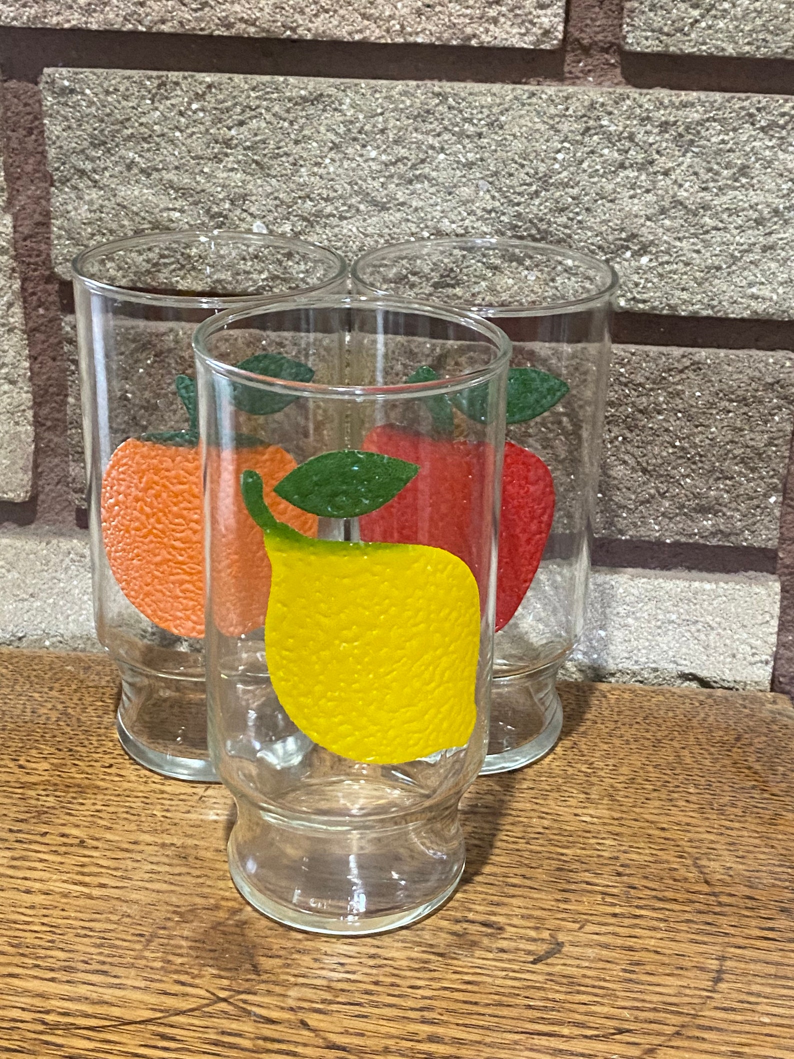 Vintage Glass Tumblers Kitsch Fruits Etsy