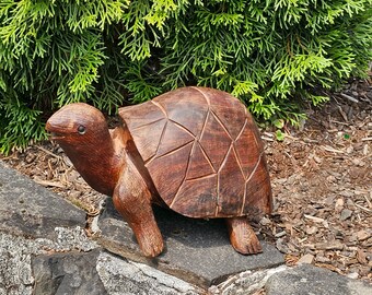 Mid Century Turtle Teak Carved Wood