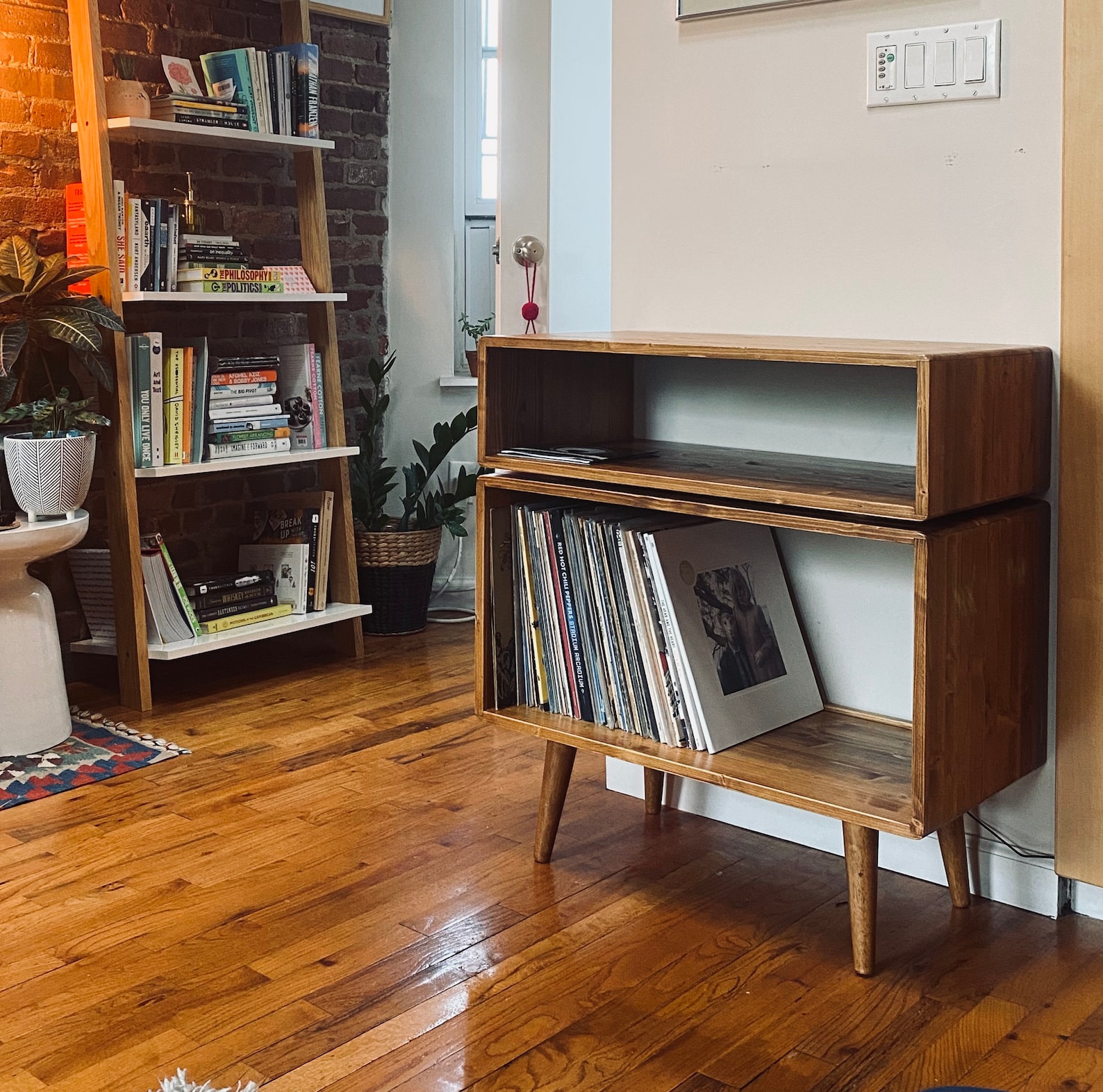 Mid Century Record Console Stand Double Decker Modern Media Etsy