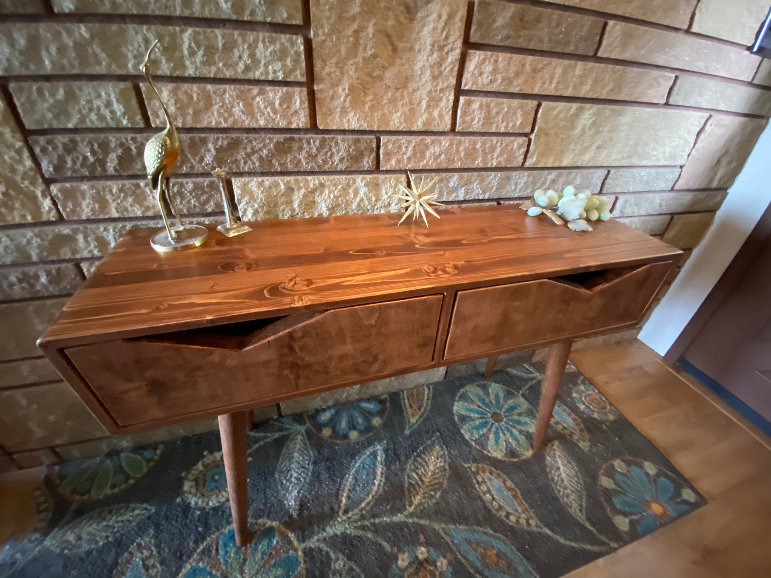 Mid Century Modern Console Table Entrytable With Drawers Etsy