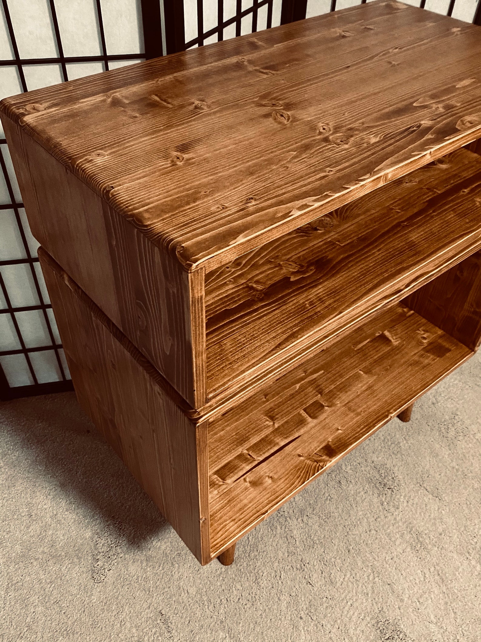 Mid Century Record Console Stand Double Decker Modern Media Etsy