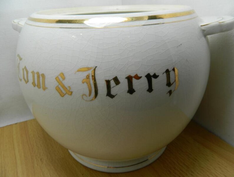 Vintage Tom and Jerry Punch Bowl Set with Mugs Ivory and Gold Etsy