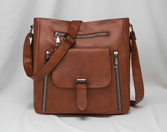 Leder Umhängetasche: Retro Unisex Y2K, minimalistische moderne lässige Reiseumhängetasche