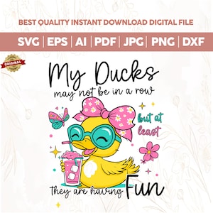Ducks Not in a Row PNG, Funny Duck Sublimation Design, Snarky Mental Health Humor Shirt, Cute Sarcastic Animal Clipart, Trendy Retro PNG