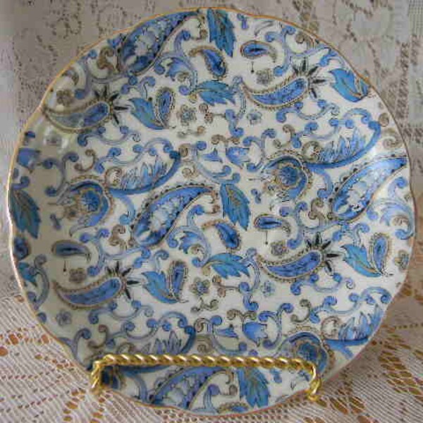 Vintage Lefton Saucer, in BLUE PAISLEY Pattern, Mid-century,........LAYAWAY available