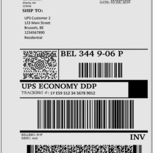 May include: A shipping label with text including "UPS Customer," addresses, and a tracking number. The label also displays "3 LBS" and "1 OF 1," along with barcodes and the date "02 JUL 2019."