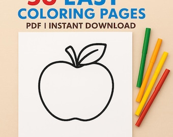 Easy Coloring Pages for Toddlers 2-4 | 50 Simple Preschool Coloring Sheets | Kids Coloring Book Printable | Toddler Activity PDF