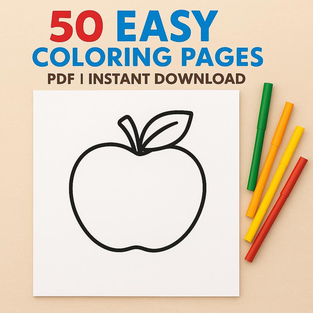 Easy Coloring Pages for Toddlers 2-4 50 Simple Preschool Coloring…