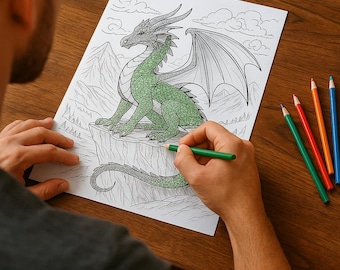 Dragon Coloring Page for Adults | Intricate Fantasy Art (PDF)