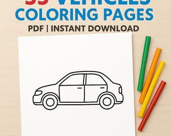 Vehicle Coloring Pages for Boys 3-6 | Cars Trucks Coloring Book Printable PDF | Easy Transportation Coloring Sheets for Kids