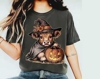 Witch Highland Cow PNG | Halloween Clipart (Digital Download)