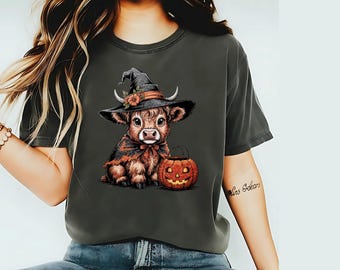 Highland Cow Witch Clipart | Halloween PNG, SVG (Digital Download)