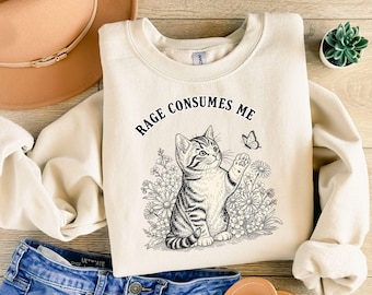 Rage Consumes Me Cat Meme Shirt, Comfort Colors Style (PNG SVG)