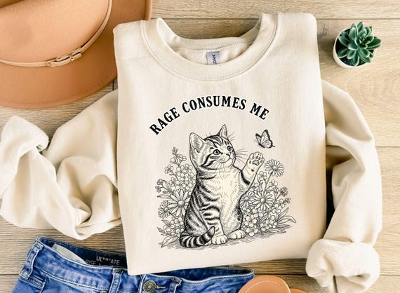 Rage Consumes Me Cat Meme Shirt, Comfort Colors Style (PNG SVG)