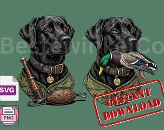 Black Lab Hunting Dog SVG PNG, Camo Labrador Retriever Duck
