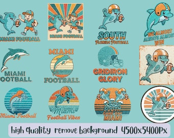 Bundle de cliparts de dessins de football, le jour du match PNG avec les dauphins de Miami
