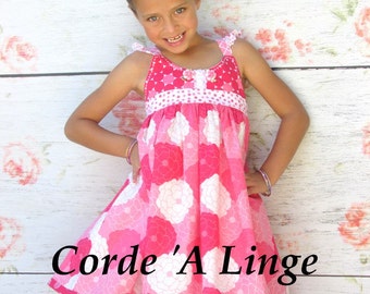 Girls Dress " Pretty In Pink " Children, Girls, toddlers 1T, 2t, 3t, 4t, 5, 6, 7, 8