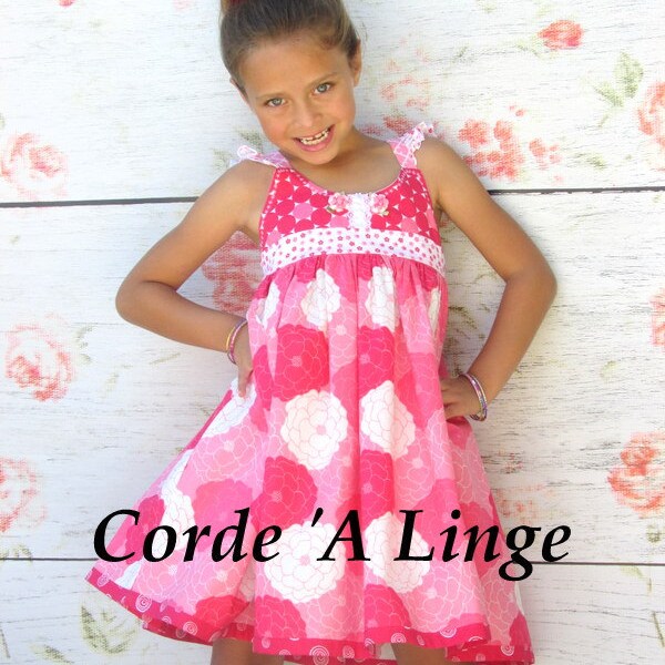 Girls Dress " Pretty In Pink " Children, Girls, toddlers 1T, 2t, 3t, 4t, 5, 6, 7, 8