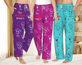 Personalisierte Oma gehört zu Pyjamas Hosen, Weihnachtsgeschenke für Oma / Nana / Mutter