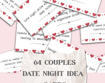 Couples Date Night Idea Cards, Romantic Valentines (Digital Printable)