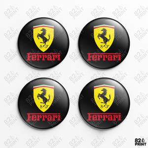 Ferrari Wheel Center Cap Stickers: 3D Gel Resin Decals, Custom Size (Set of 4)