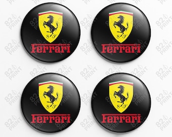 Ferrari Wheel Center Cap Stickers: 3D Gel Resin Decals, Custom Size (Set of 4)