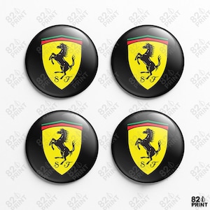 Ferrari Wheel Center Cap Stickers: 3D Gel Resin Decals, Custom Size (Set of 4)