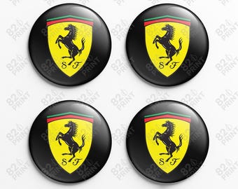 Ferrari Wheel Center Cap Stickers: 3D Gel Resin Decals, Custom Size (Set of 4)