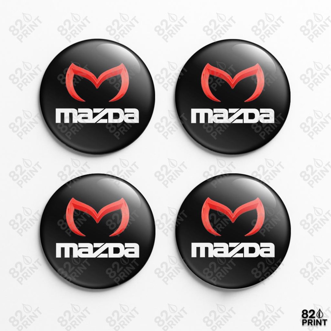 Gel Lettering Graphics Mazda Wheel Center Cap Stickers: 3D Gel Resin Decals, Custom Sizes (set ...