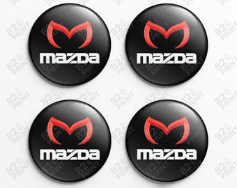 Mazda Wheel Center Cap Stickers: 3D Gel Resin Decals, Custom Sizes (Set of 4)