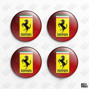Ferrari Wheel Center Cap Stickers: 3D Gel Resin Decals, Custom Size (Set of 4)