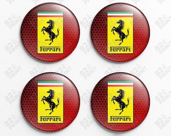 Ferrari Wheel Center Cap Stickers: 3D Gel Resin Decals, Custom Size (Set of 4)