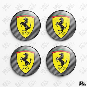 Ferrari Wheel Center Cap Stickers: 3D Gel Resin Decals, Custom Size (Set of 4)