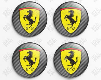 Ferrari Wheel Center Cap Stickers: 3D Gel Resin Decals, Custom Size (Set of 4)